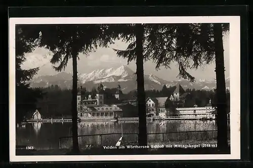 AK Velden am Wörthersee, Schloss mit Mittagskogel