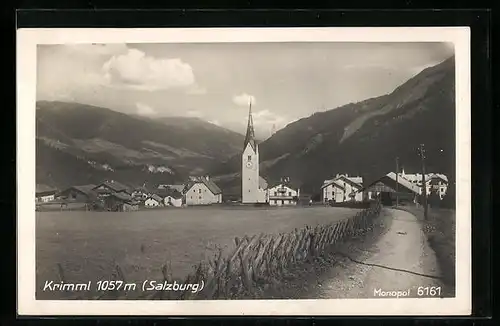 AK Krimml, Ortspartie mit Kirche