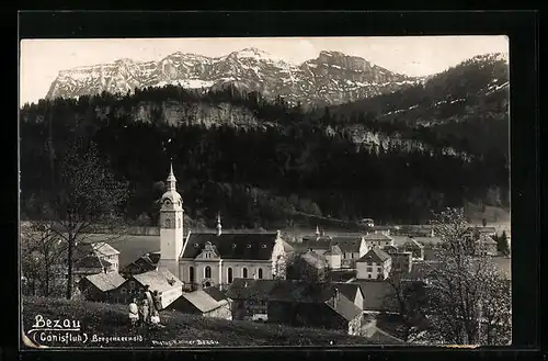 AK Bezau /Bregenzerwald, Teilansicht mit Kirche und Canisfluh