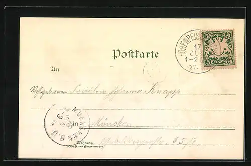 Lithographie Hohen-Peissenberg, Ortspartie, Bad Sulz