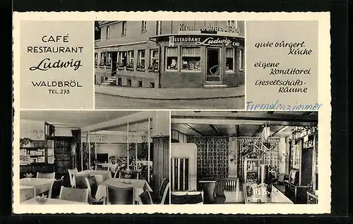 AK Waldbröl, Cafe-Restaurant Ludwig, Innenansichten