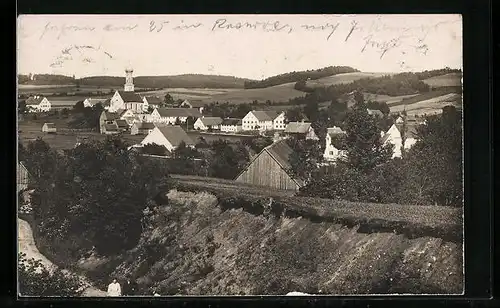 AK Langenneufnach, Ortsansicht mit Kirche