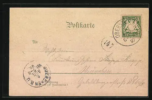 Lithographie Oberstdorf, Gesamtansicht mit Stuibenfall