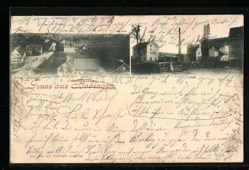 AK Bobingen, Ortsansicht aus der Vogelschau