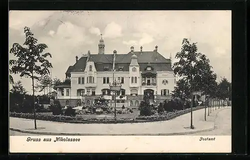 AK Berlin-Nikolassee, Blick zum Postamt