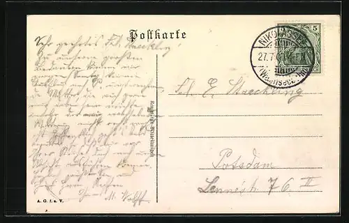 AK Berlin-Nikolassee, Blick zum Postamt