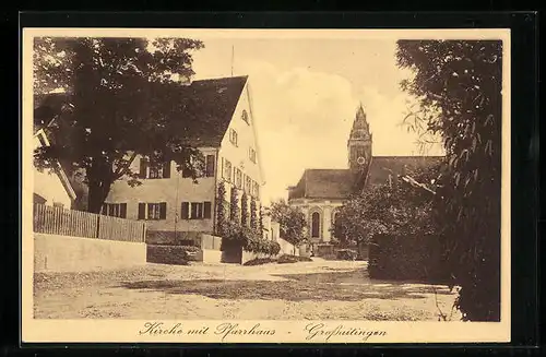 AK Grossaitingen, Kirche mit Pfarrhaus