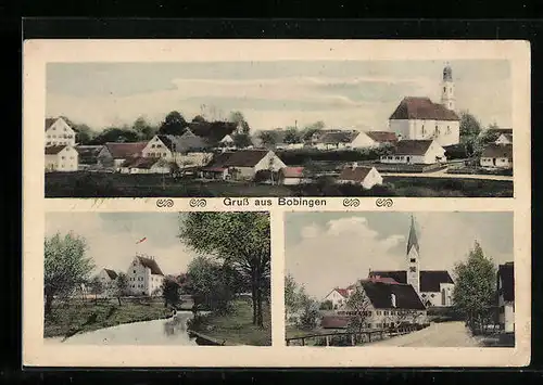 AK Bobingen, Ortspartie mit Kirche