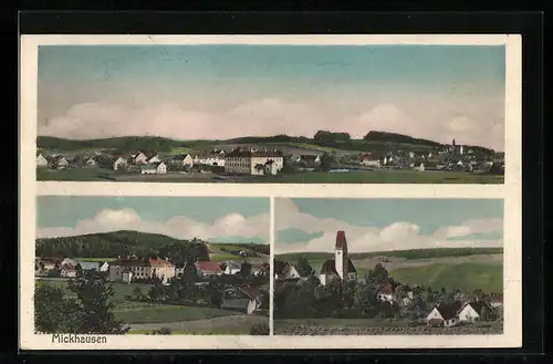 AK Mickhausen, Ortsansicht mit Kirche