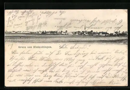 AK Kleinaitingen, Ortsansicht mit Kirche