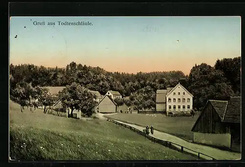 AK Todtenschläule, Ortsansicht aus der Vogelschau