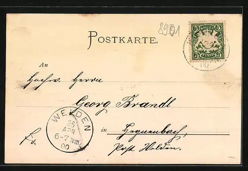 AK Kleinaitingen, Ortspartie mit Kirche