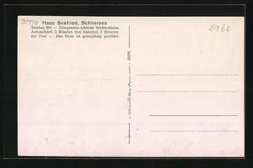 AK Schliersee, Pension Haus Seefried