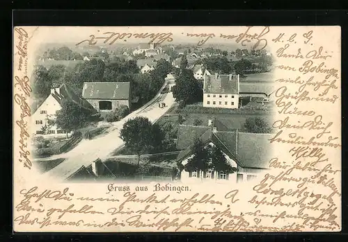 AK Bobingen, Teilansicht mit Strassenpartie