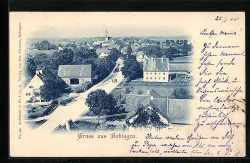 AK Bobingen, Teilansicht mit Strassenpartie