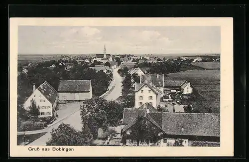 AK Bobingen, Strassenpartie mit Kirche