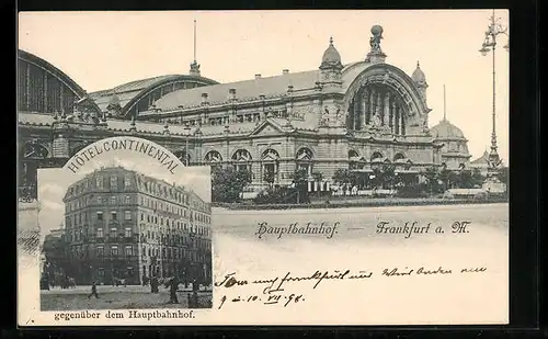 AK Frankfurt a. M., Hotel Continental, Hauptbahnhof
