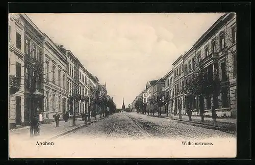 AK Aachen, Wilhelmstrasse mit Passanten