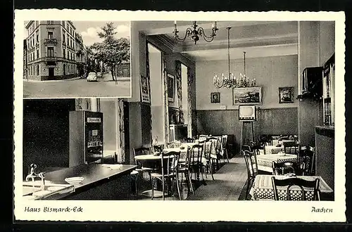 AK Aachen, Gasthaus Bismarck-Eck, Innenansicht