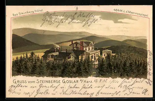 Lithographie Goslar, Gasthaus Hotel Steinberg