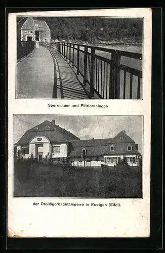 AK Roetgen /Eifel, Sperrmauer und Filteranlagen der Dreilägerbachtalsperre