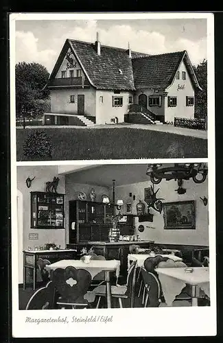 AK Steinfeld /Eifel, Hotel Margaretenhof von G. von Birgeln, Gebäudeansicht, Innenansicht