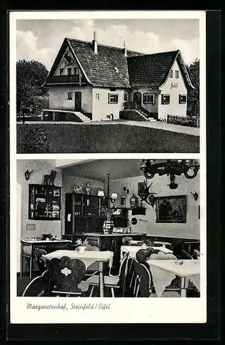AK Steinfeld /Eifel, Hotel Margaretenhof, Besitzer G. von Birgeln, Gebäudeansicht, Innenansicht
