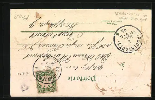 Passepartout-Lithographie Donauwörth, Panorama und Wappen