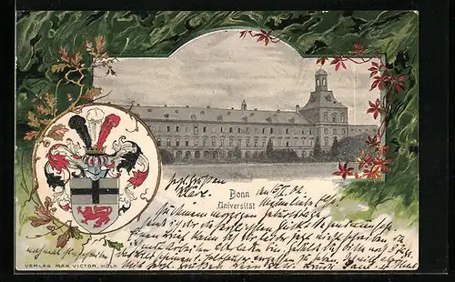 Passepartout-Lithographie Bonn, Universität. Wappen