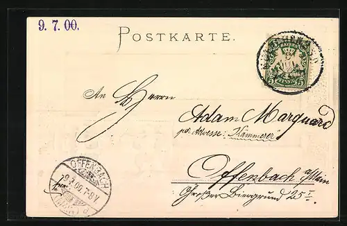 Passepartout-Lithographie München, Königsplatz, Wappen und Münchner Kindl