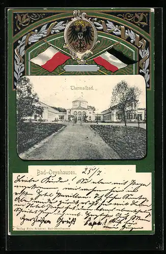 Passepartout-Lithographie Bad-Oeynhausen, Thermalbad, Wappen