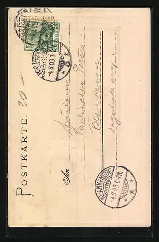 Passepartout-Lithographie Bremen, Der Roland, Wappen