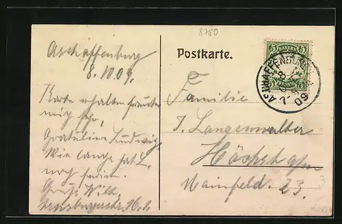 AK Aschaffenburg, Mainpartie mit Schloss