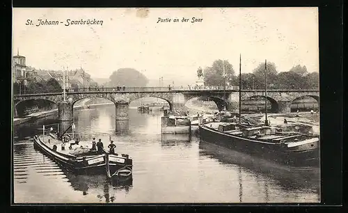 AK Saarbrücken-St. Johann, Partie an der Saar