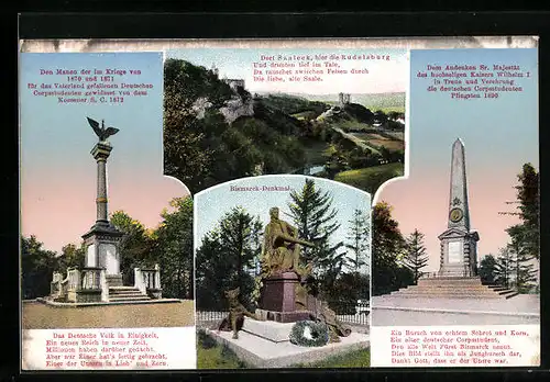 AK Saaleck, Rudelsburg, Bismarck-Denkmal