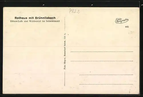 AK Rothaus im Schwarzwald, Ortsansicht mit Brünlisbach