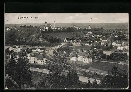AK Schongau a. Lech, Teilansicht aus der Vogelschau