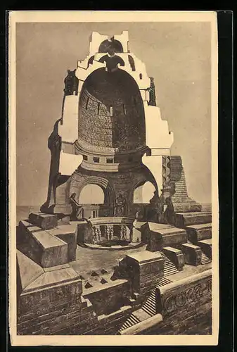 AK Leipzig, Völkerschlachtdenkmal, Perspektivischer Schnitt
