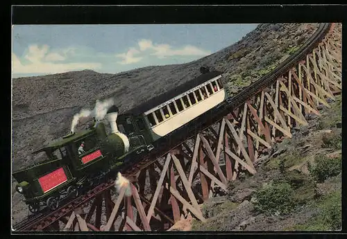 AK White Mountains, N. H., Jacob`s Ladder, Mt. Washington Cog Railway, Bergbahn