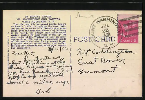AK White Mountains, N. H., Jacob`s Ladder, Mt. Washington Cog Railway, Bergbahn
