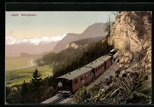AK Blick auf Brünigbahn, Bergbahn