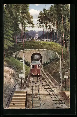 AK Baden-Baden, Merkurbahn, Tunnel bei Station Aussichtsplatte