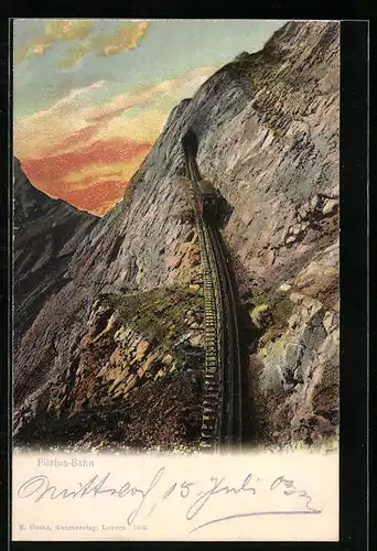 AK Pilatus-Bahn bei Abendlicht