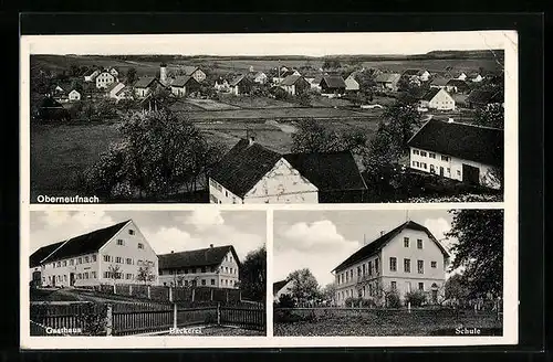 AK Oberneufnach, Ortsansicht, Gasthaus, Bäckerei, Schule