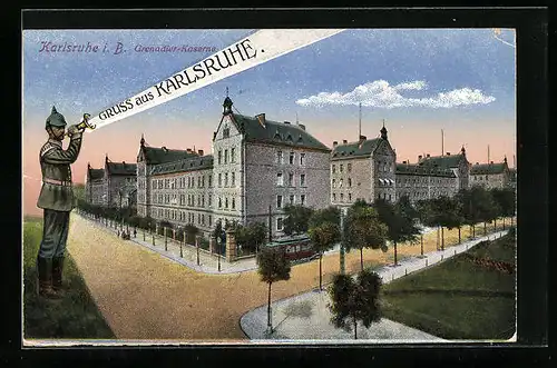 AK Karlsruhe i. B., Grenadier-Kaserne