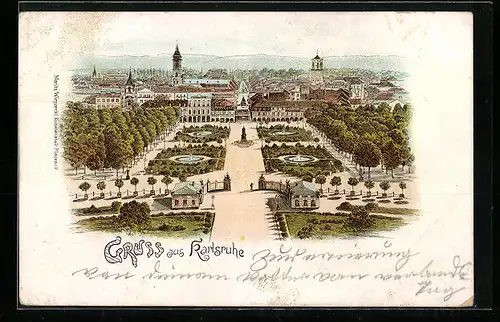 Lithographie Karlsruhe, Ausblick vom Residenzschloss