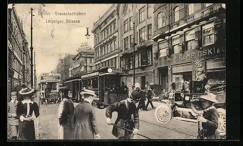 AK Berlin, Grossstadtleben in der Leipziger Strasse