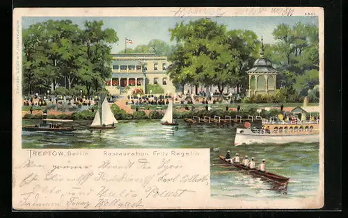 Lithographie Berlin-Treptow, Restauration Fritz Regelin