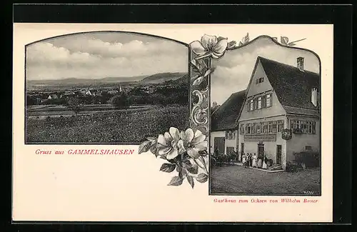 AK Gammelshausen, Gasthaus zum Ochsen von Wilhelm Bauer, Ortspartie