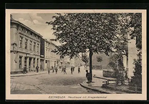 AK Eschweiler, Neustrasse mit Kriegerdenkmal